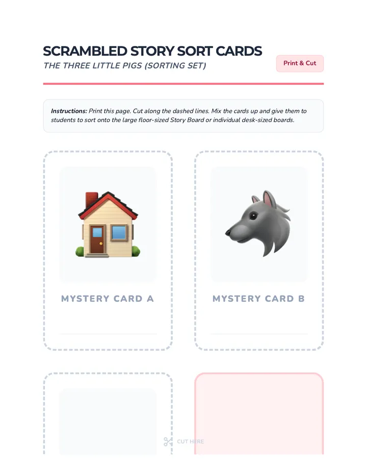 Sorting Story Cards Pig Edition