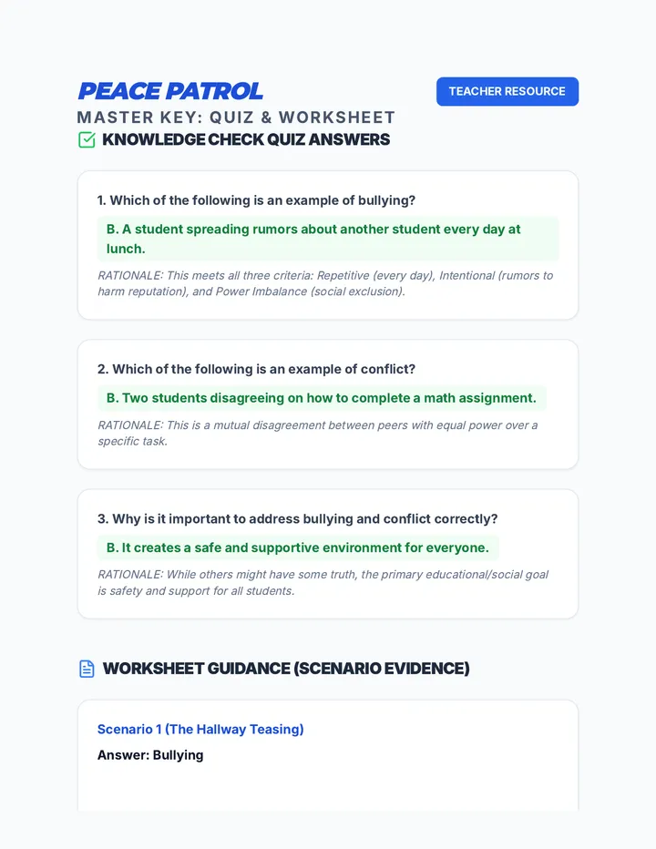 Bullying Conflict Answer Key