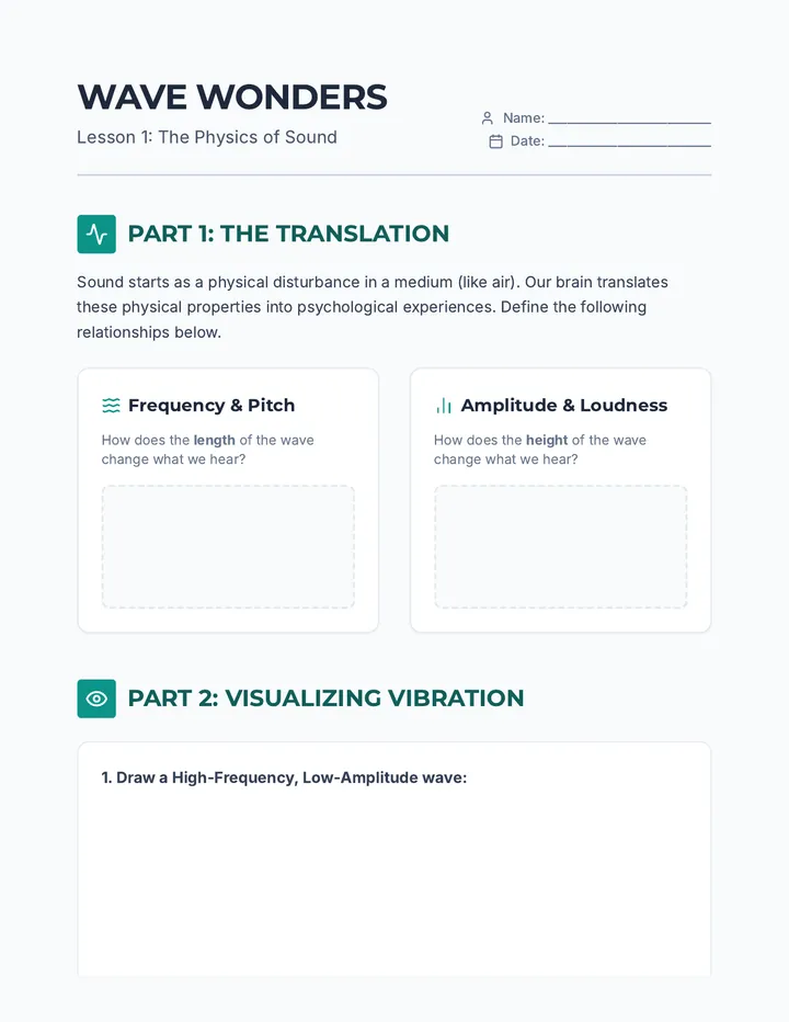 Wave Wonders Worksheet