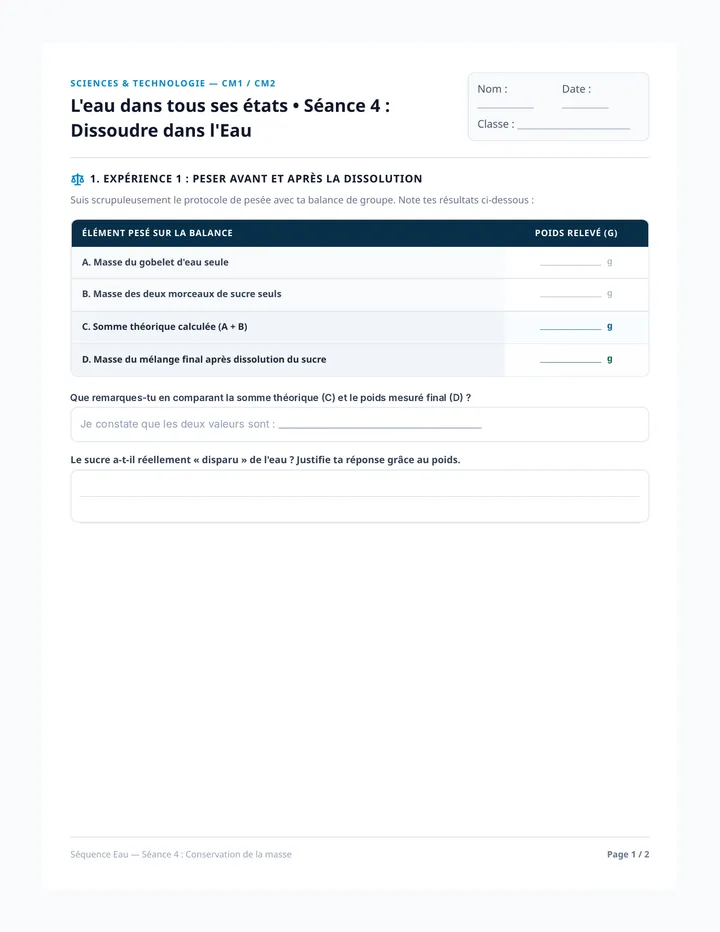 Fiche Activité Eau Séance 4