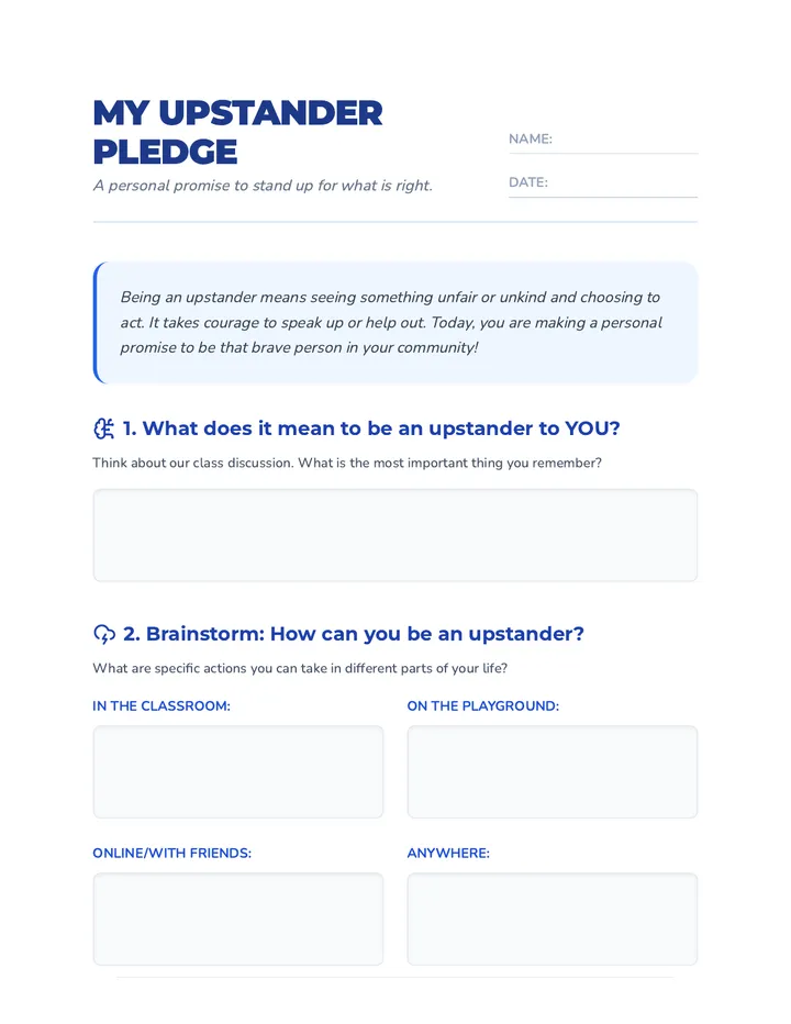 My Pledge Worksheet