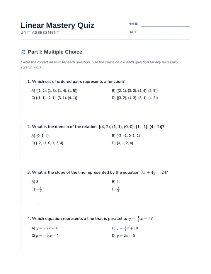 Linear Mastery Quiz