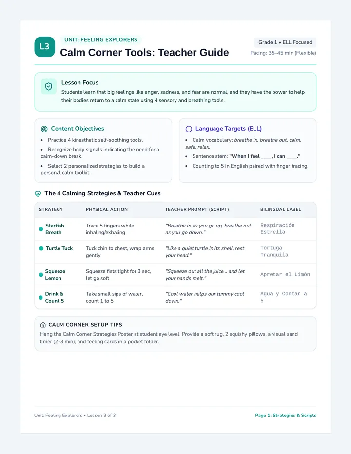 Calm Tools Lesson Guide