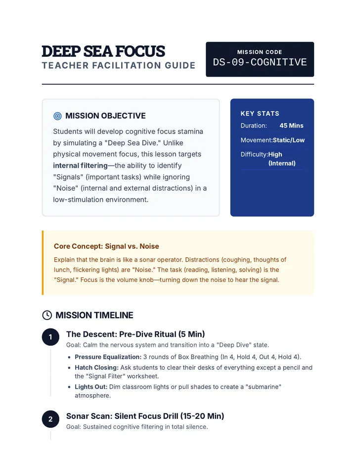 Deep Sea Focus Teacher Guide