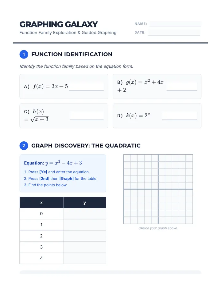 Graphing Galaxy Worksheet