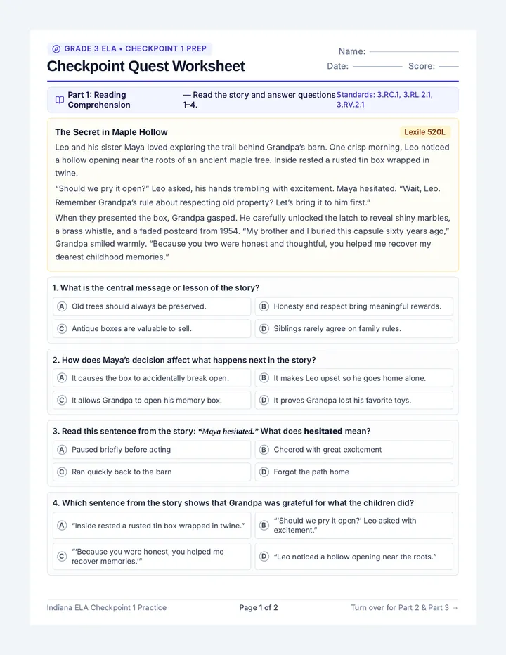 Checkpoint Quest Worksheet