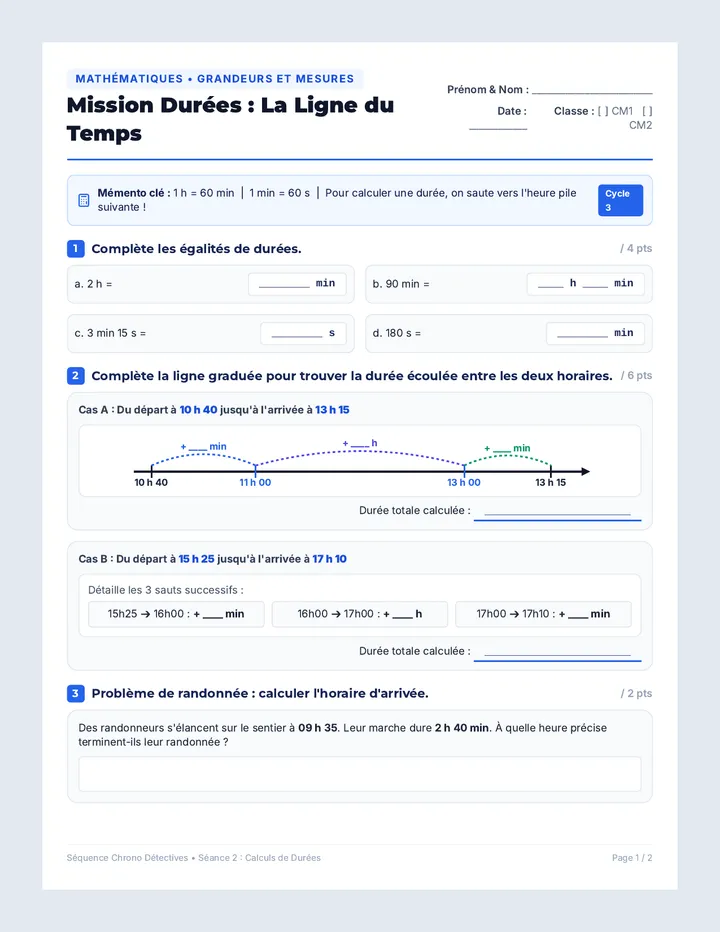 Mission Durées Fiche