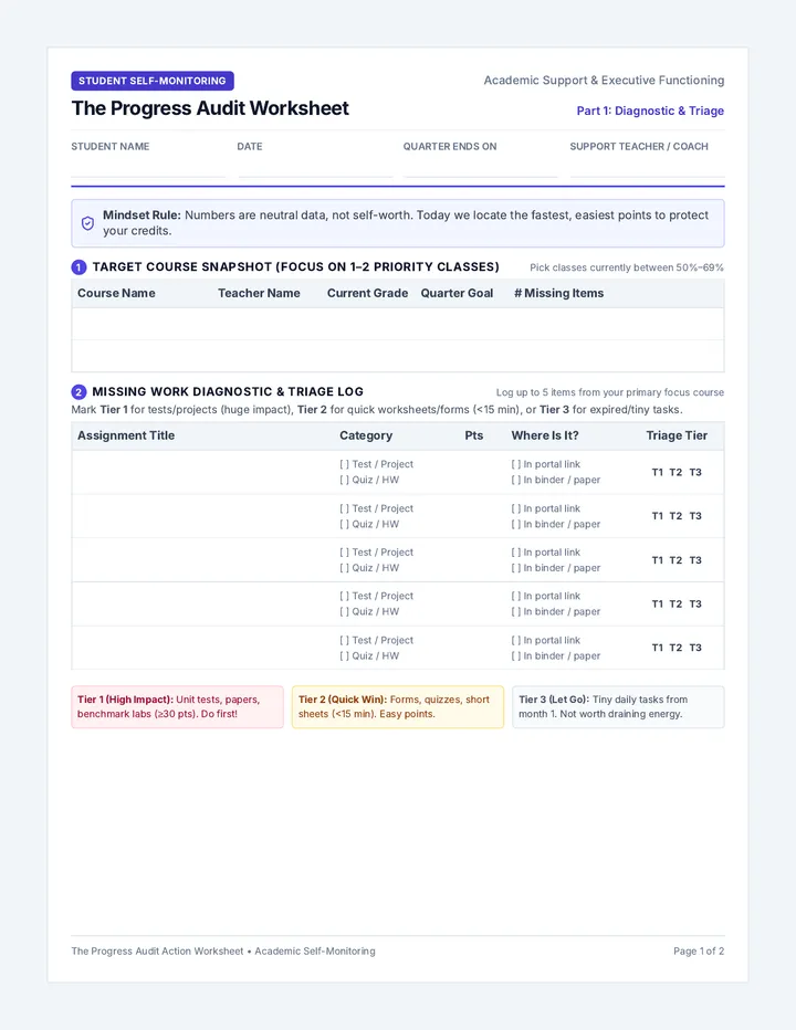 Progress Audit Worksheet