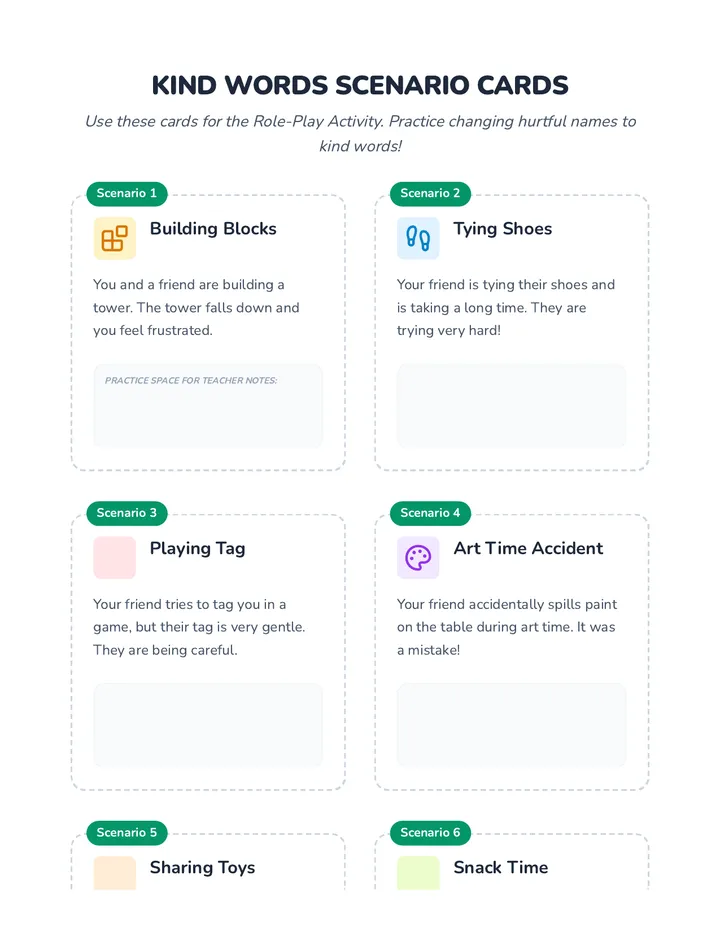 Kind Words Scenario Cards
