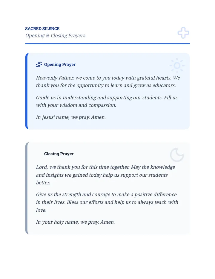 Sacred Silence Prayer Handout