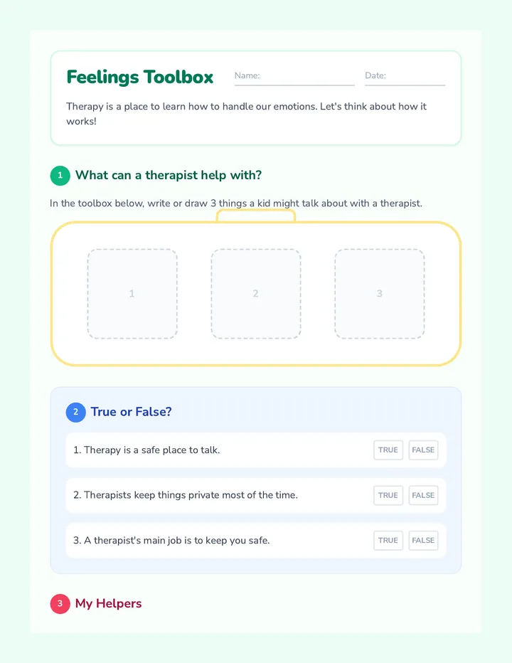Feelings Toolbox Worksheet