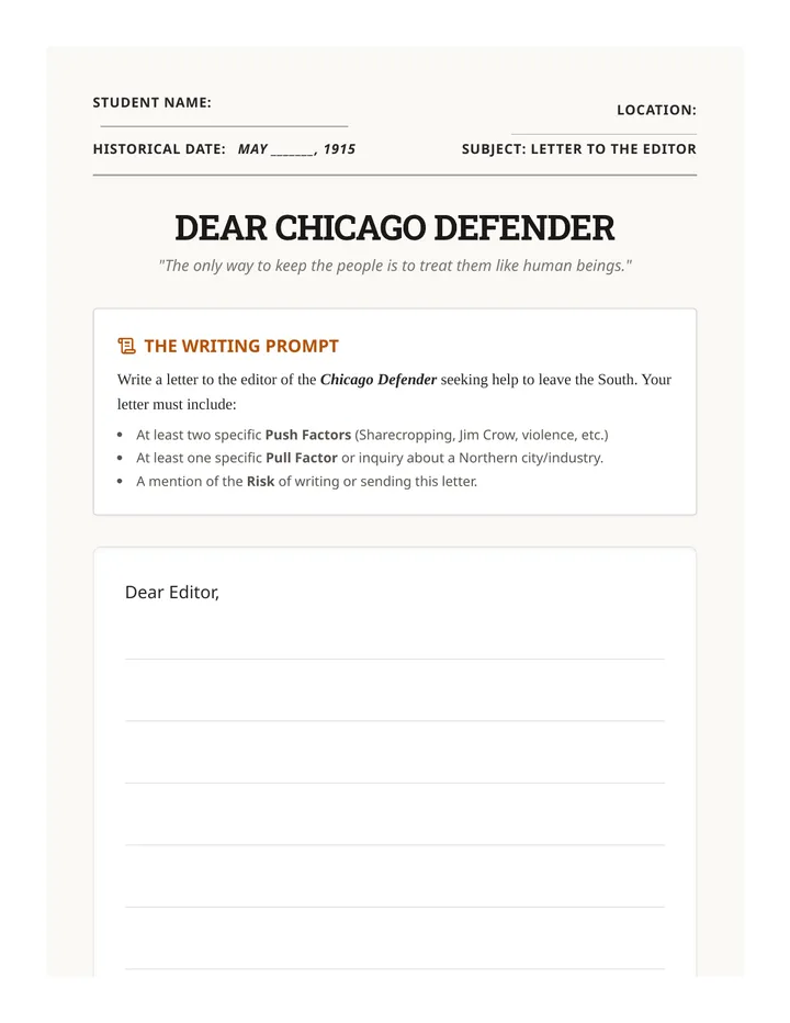 Dear Defender Template