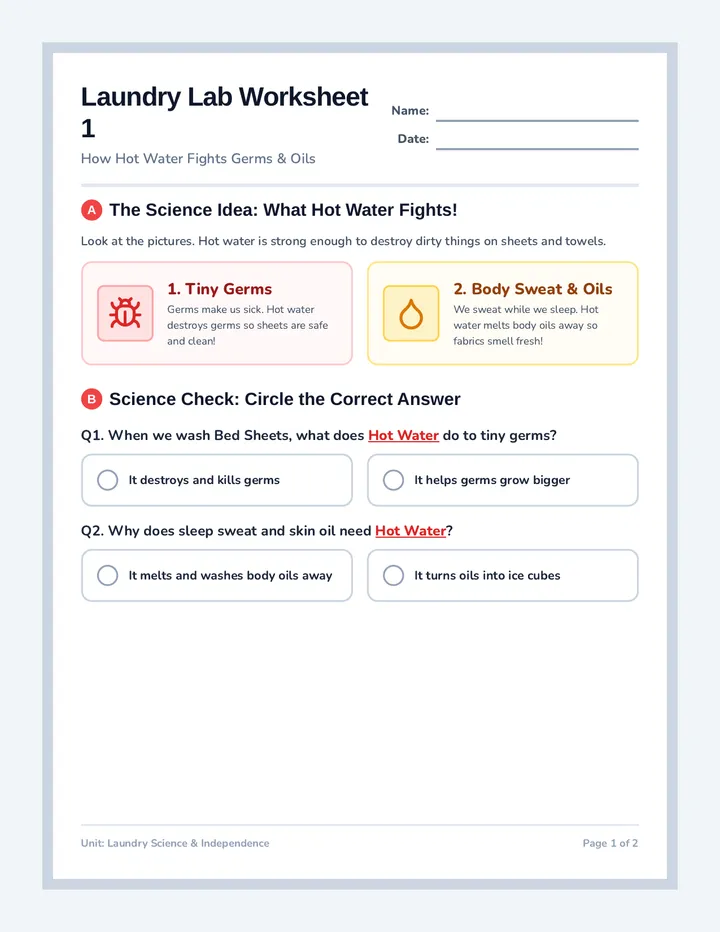 Laundry Lab Worksheet
