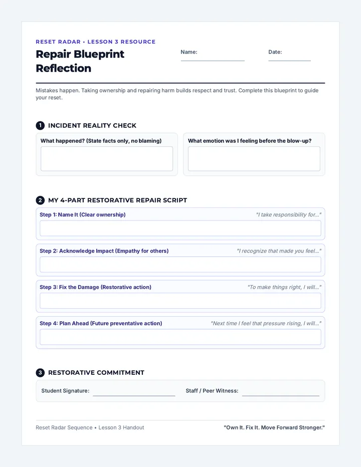 Repair Blueprint Reflection
