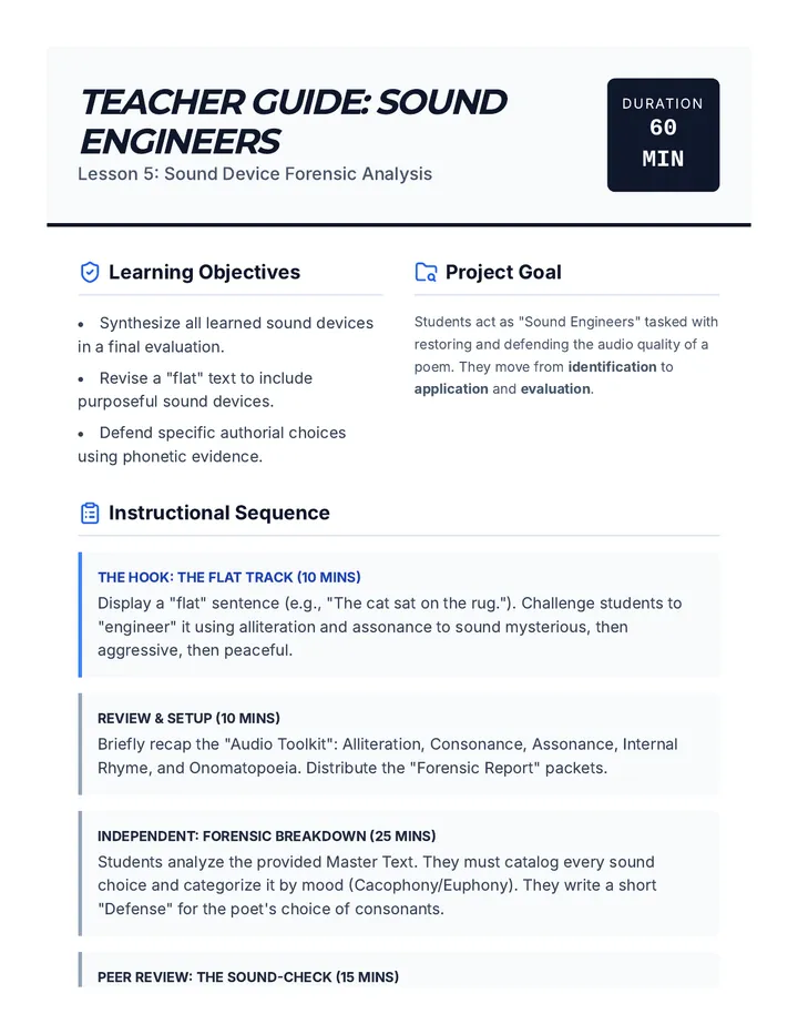 Sound Engineers Teacher Guide
