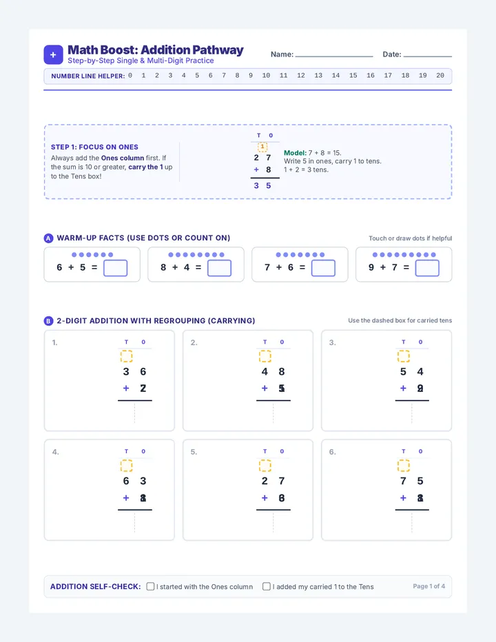 Math Boost Practice Packet