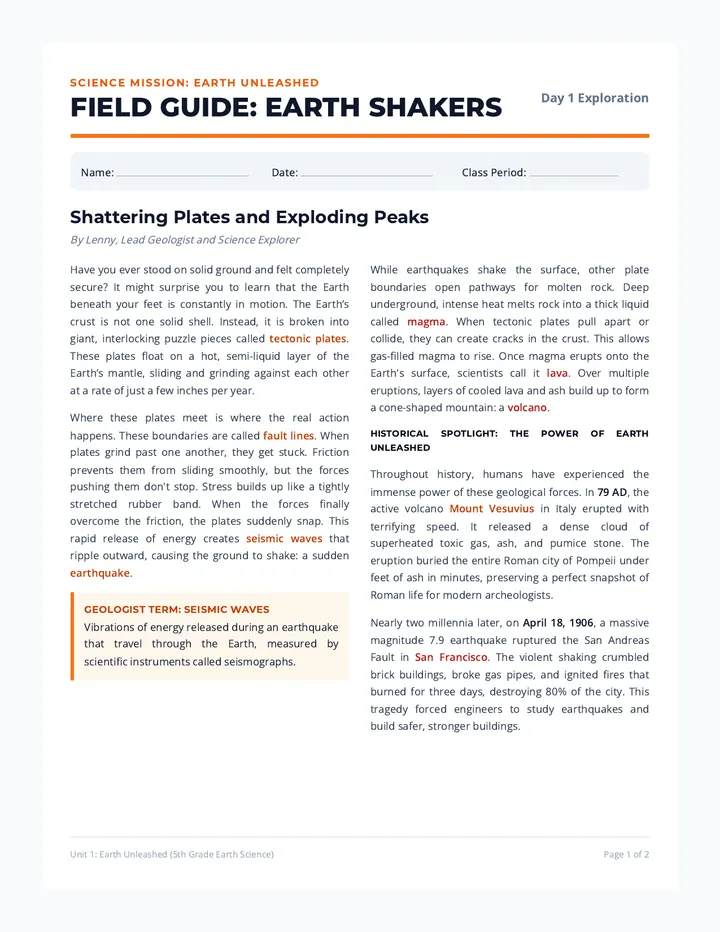 Earth Shakers Field Guide