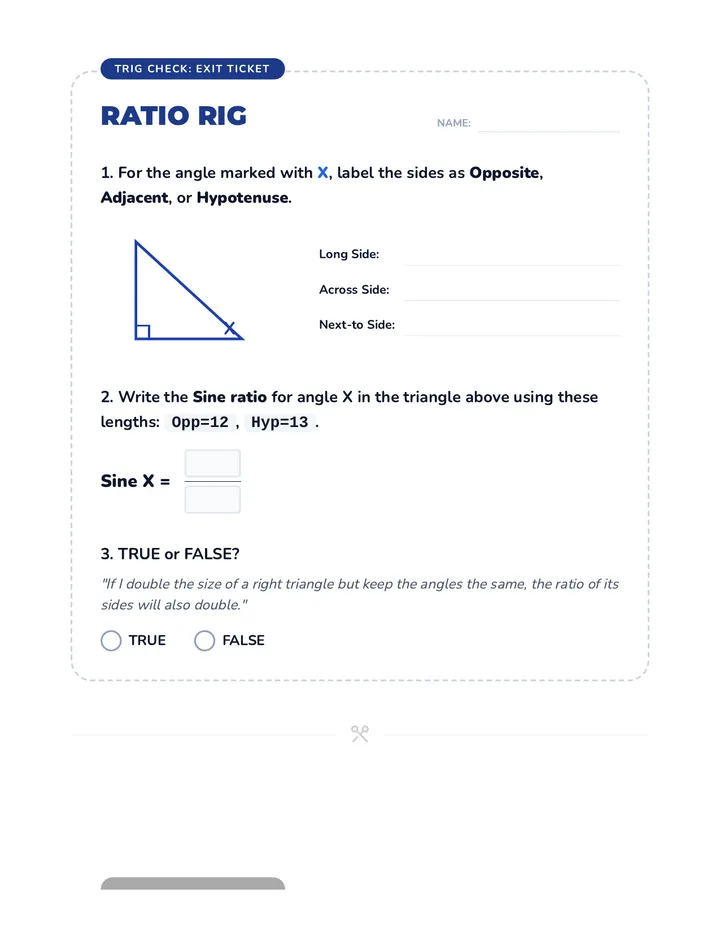 Trig Check Exit Ticket