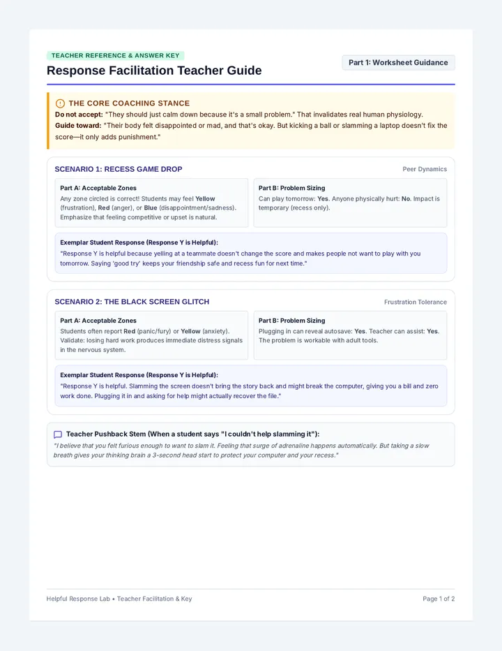 Response Facilitation Teacher Guide
