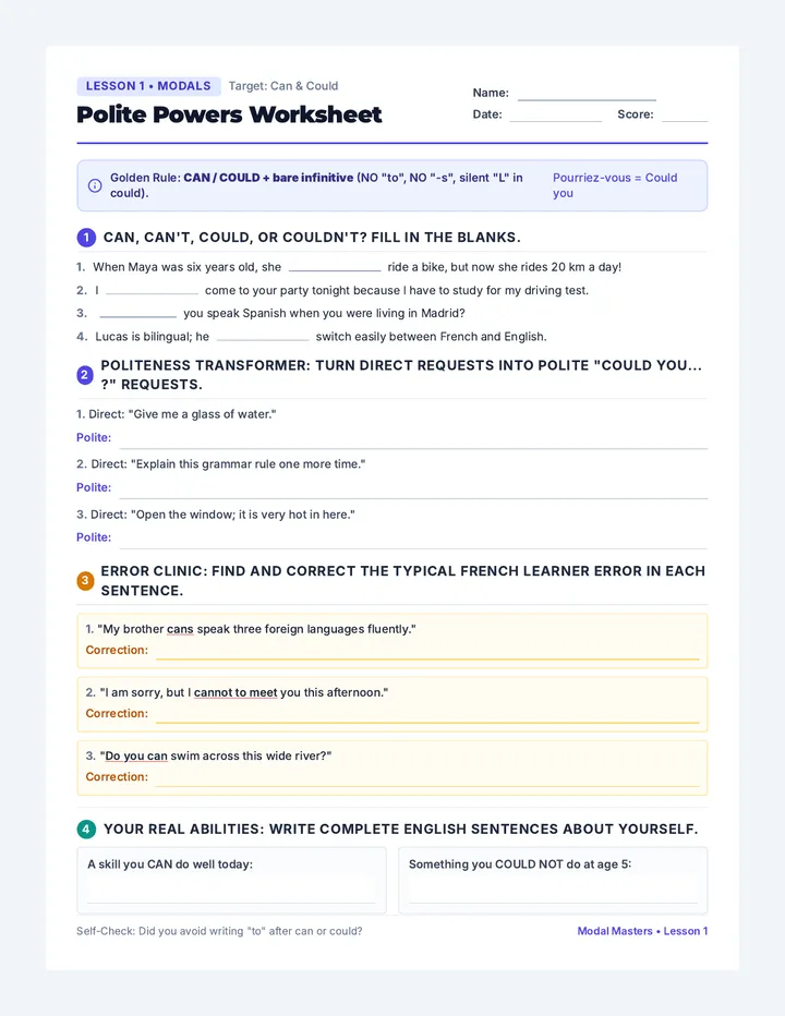Polite Powers Worksheet