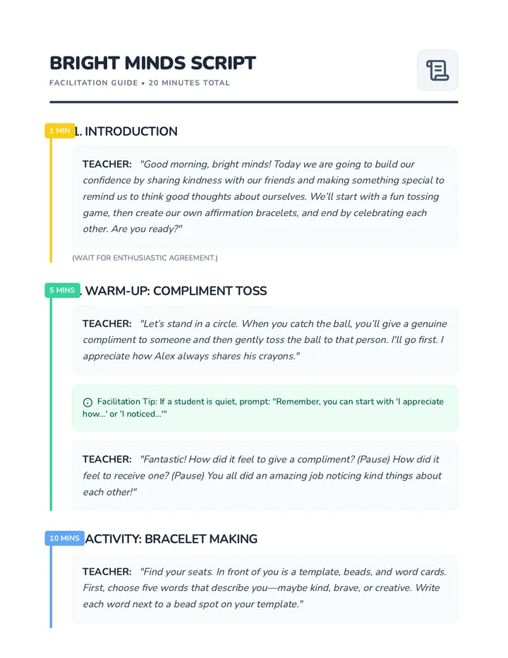 Bright Minds Script Facilitation Guide