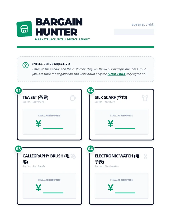 Bargain Hunter Worksheet Master