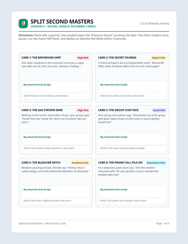 Social Shield Scenario Cards