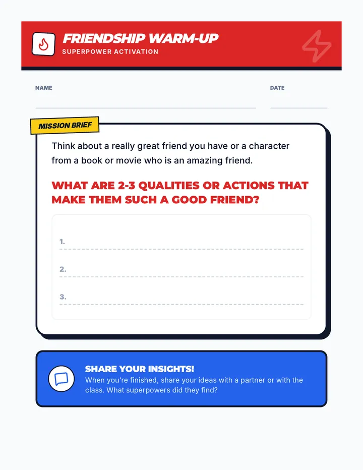 Friendship Warm-Up Activity