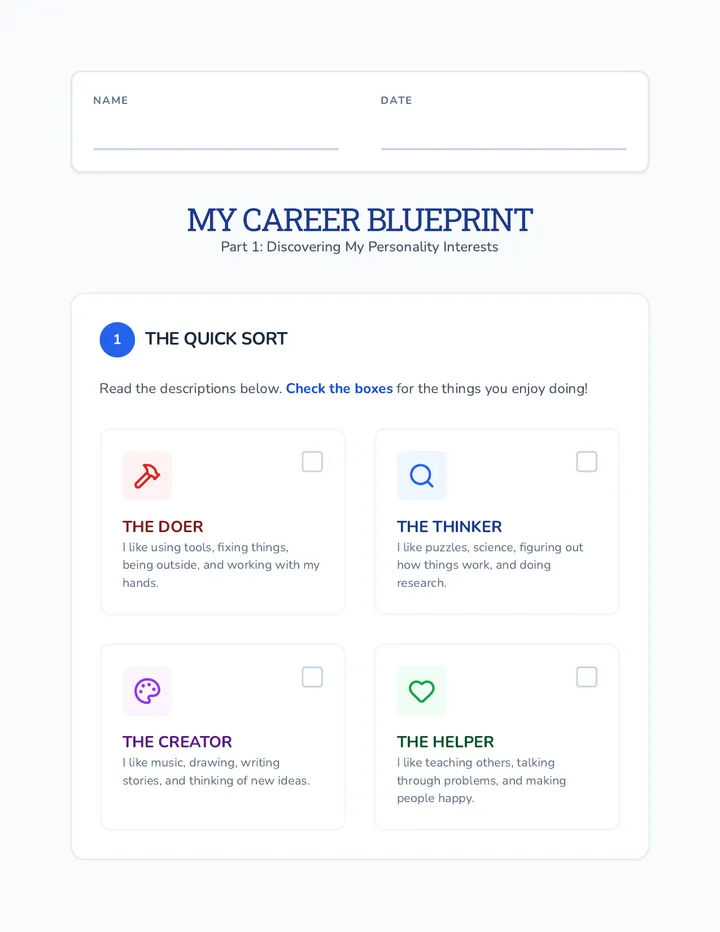Career Cluster Map Worksheet