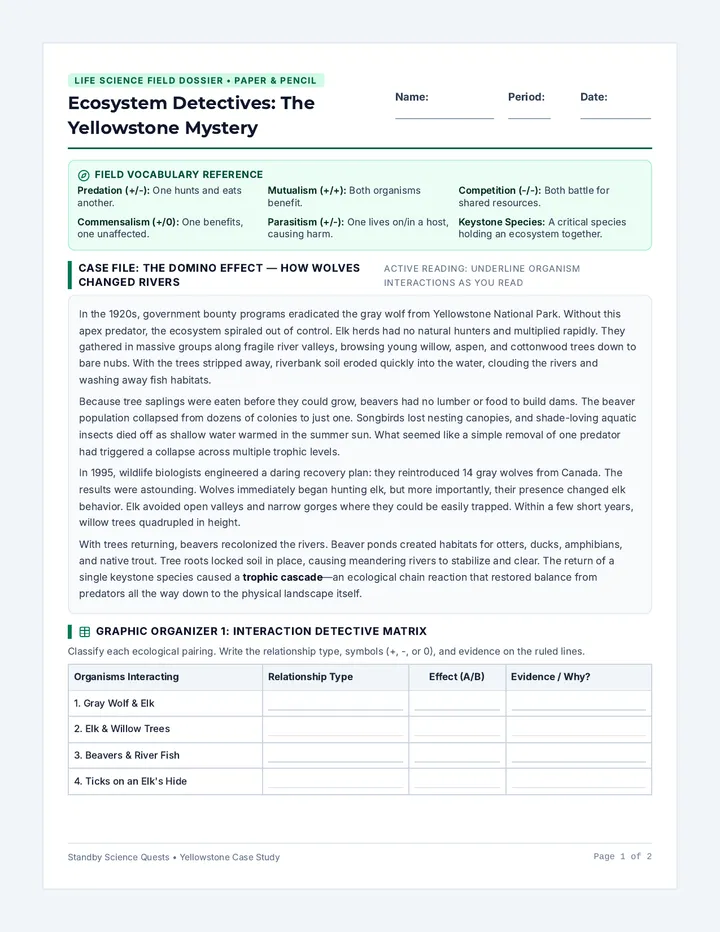 Ecosystem Detectives Student Packet