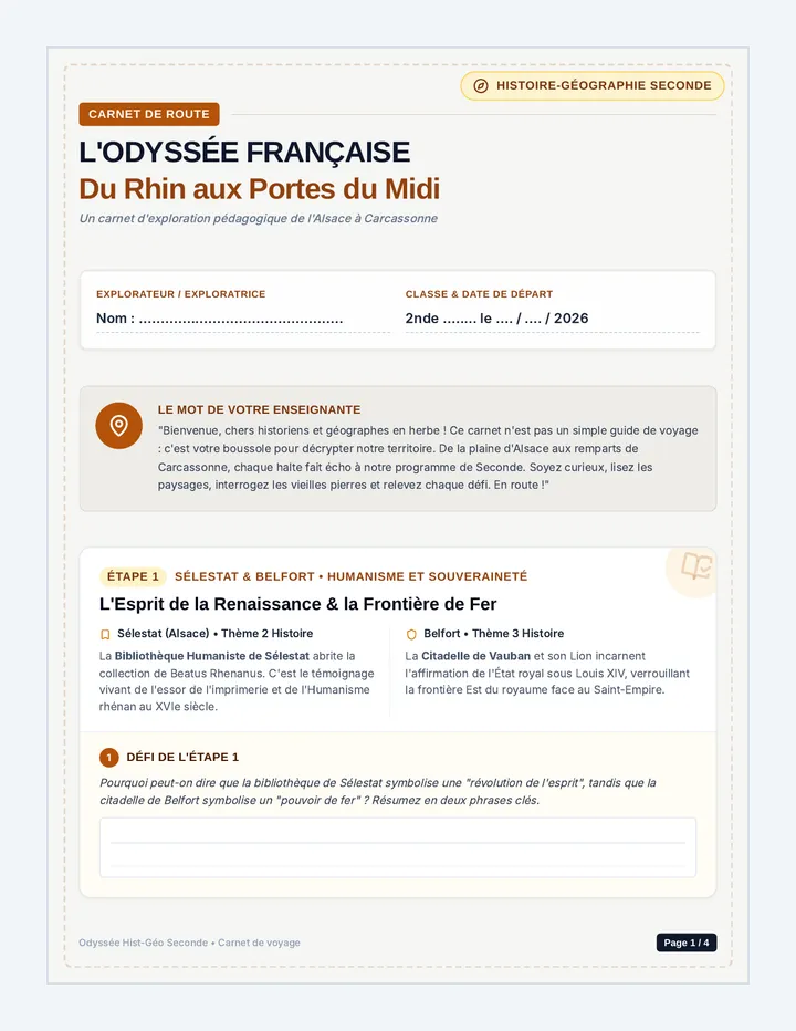 Odyssee Carnet Route Eleve