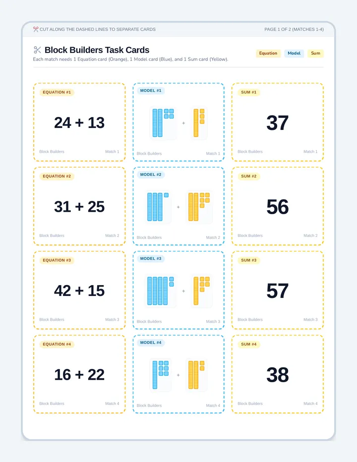 Block Builders Task Cards