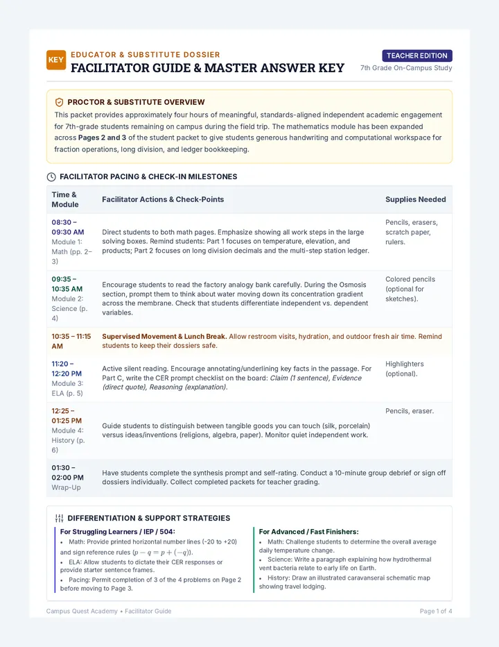 Campus Quest Answer Key