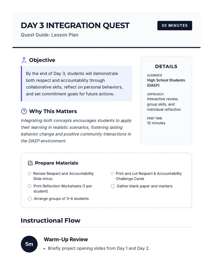 Day 3 Lesson Plan Teacher Guide