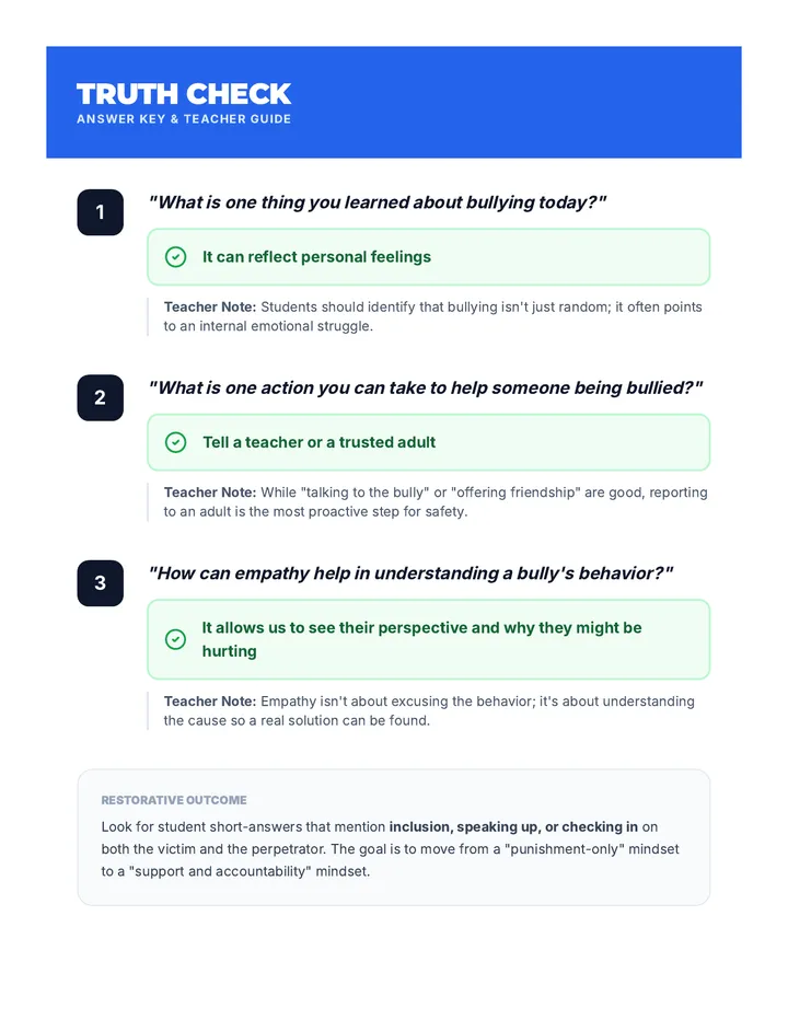 Truth Check Answer Key
