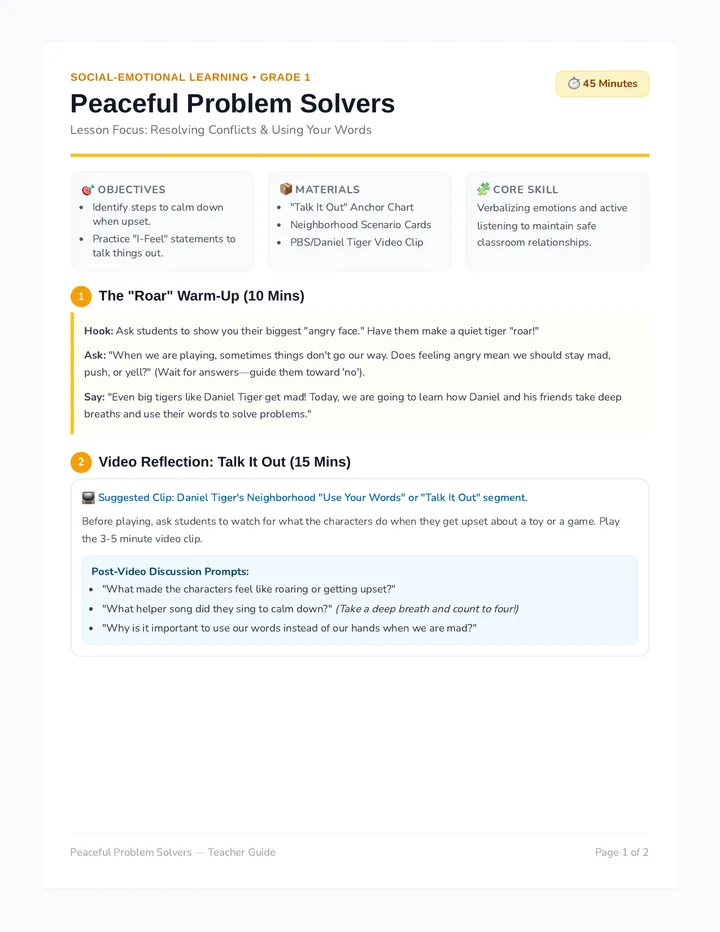 Peaceful Solvers Teacher Guide