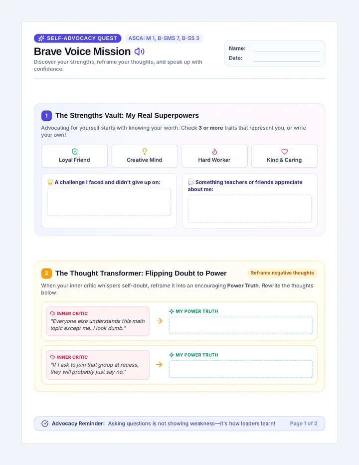 Brave Voice Mission Worksheet