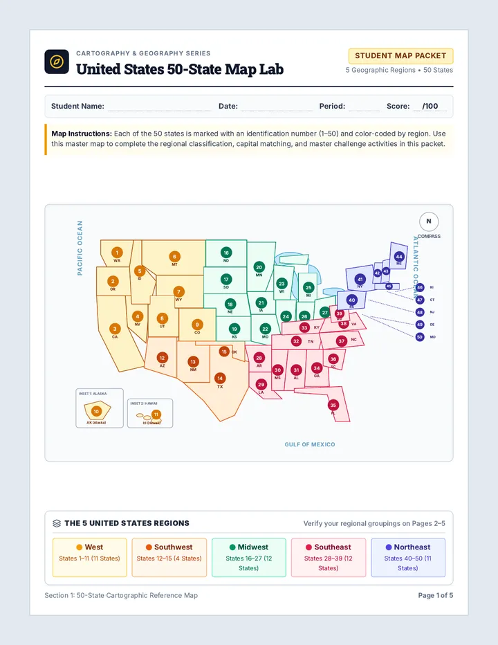 Fifty States Map Packet
