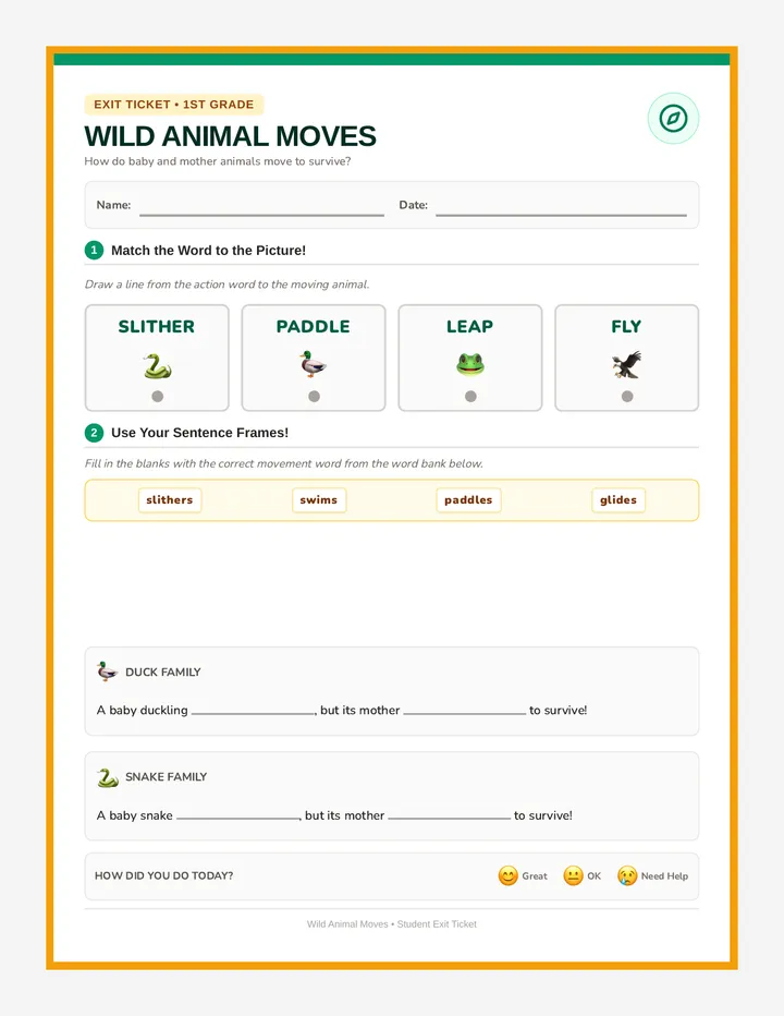 Wild Moves Exit Ticket