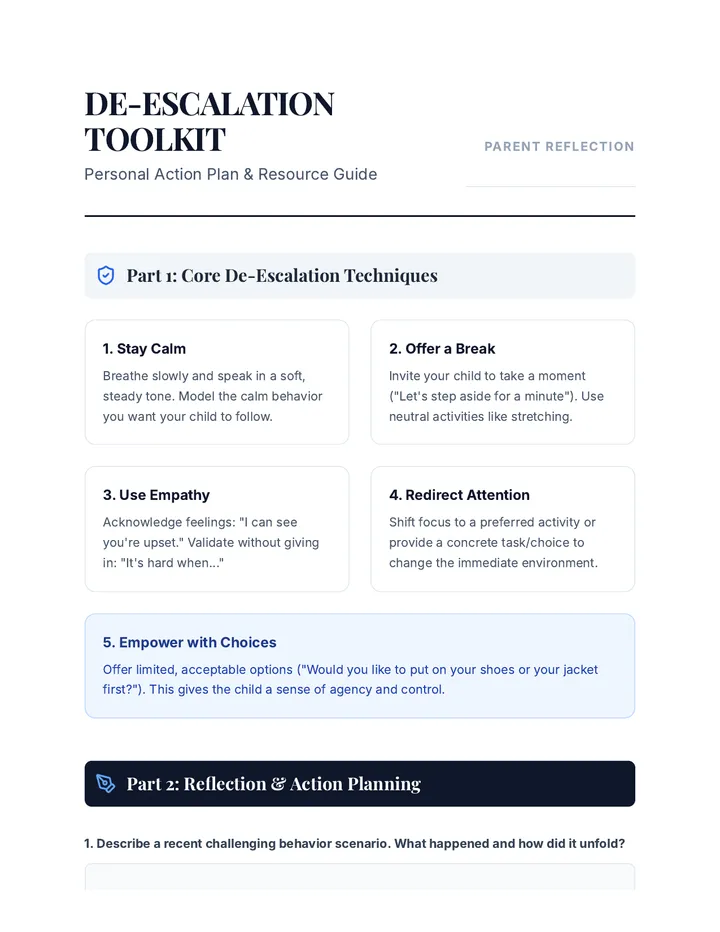 Respectful Behavior De-escalation Handout