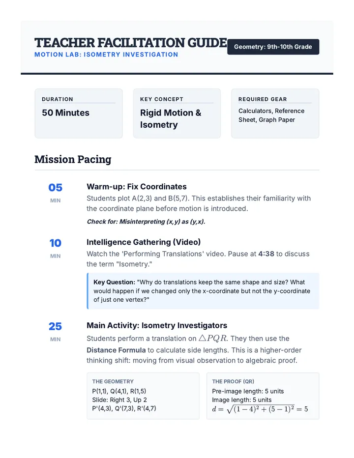 Isometry Investigators Teacher Guide