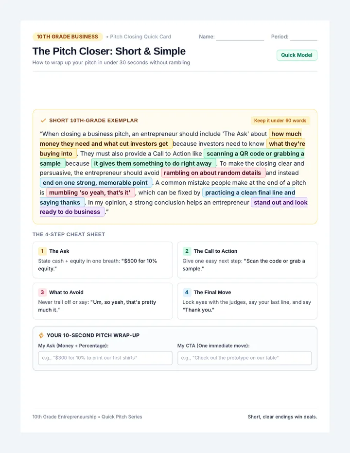 Pitch Closer Exemplar Handout