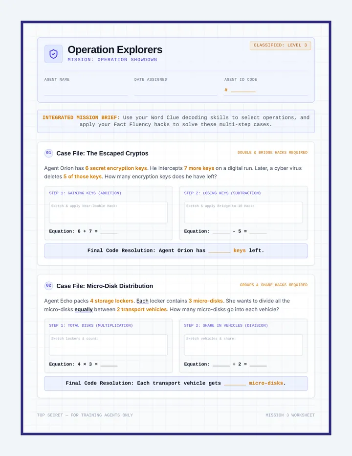 Operation Showdown Worksheet
