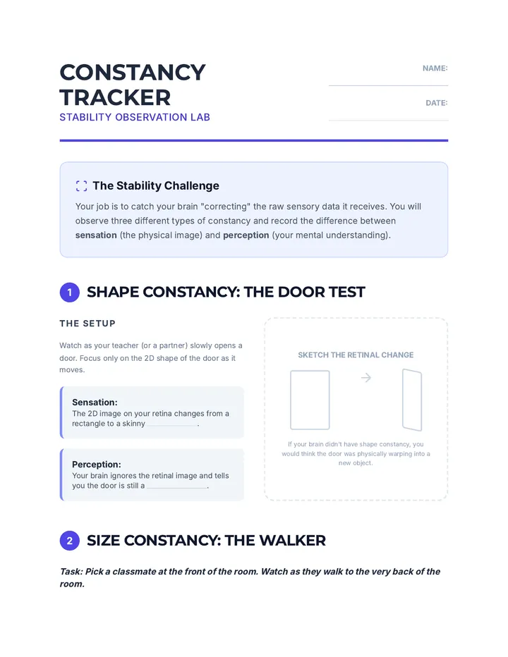 Constancy Tracker Worksheet