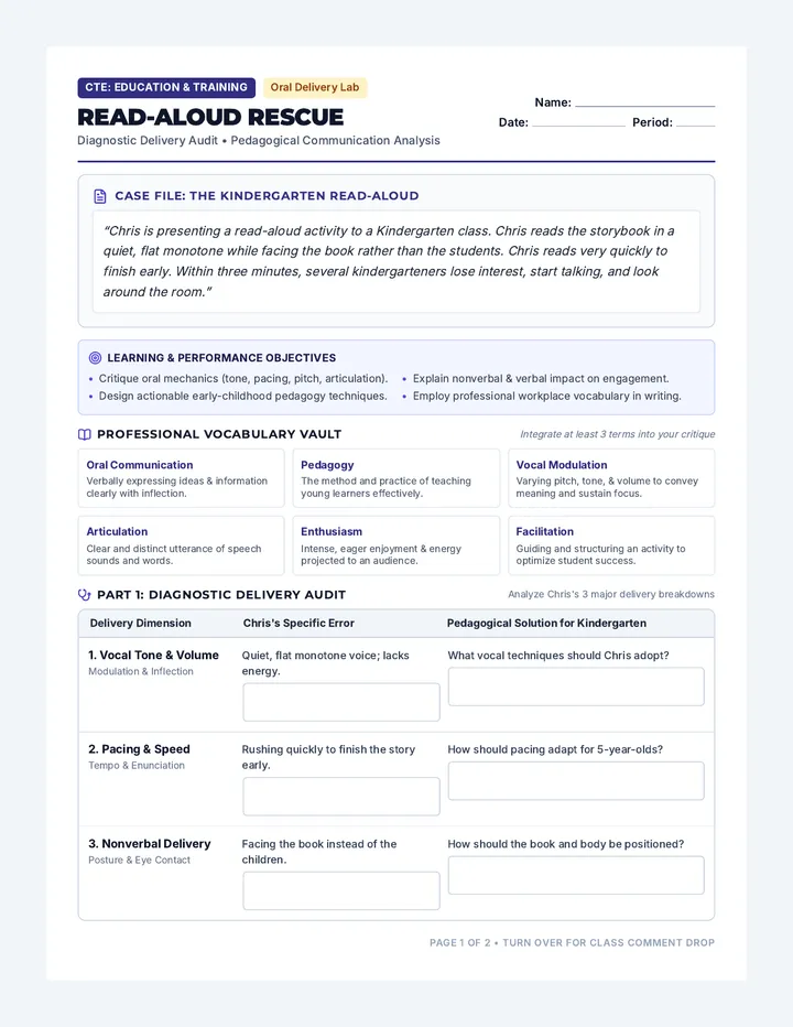 Read Aloud Rescue Worksheet