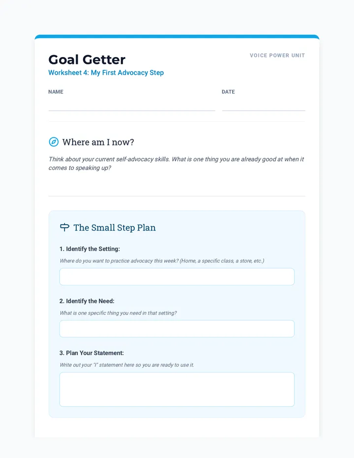 Goal Getter Worksheet 4