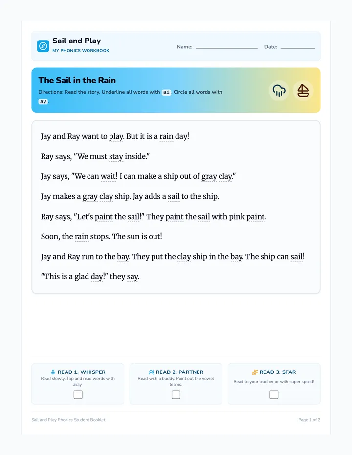 Sail and Play Student Workbook