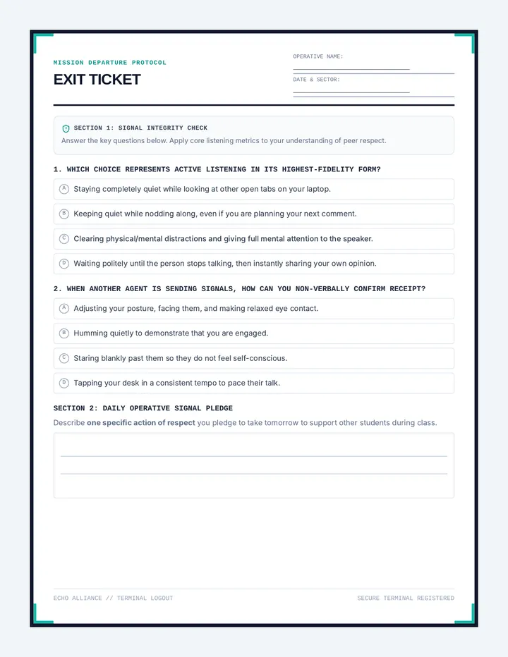 Echo Alliance Exit Ticket
