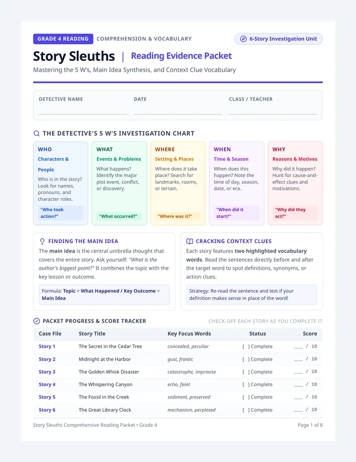 Story Sleuths Reading Packet