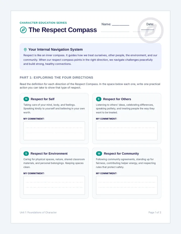 Respect Compass Worksheet